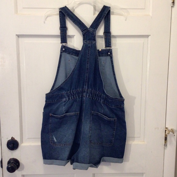 No Boundaries Juniors Core Dark Wash Shortalls Size XXL (19) - Picture 6 of 8